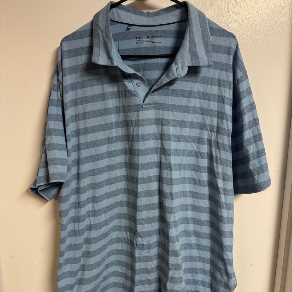 UA XXL Men's Blue Striped Polo Shirt